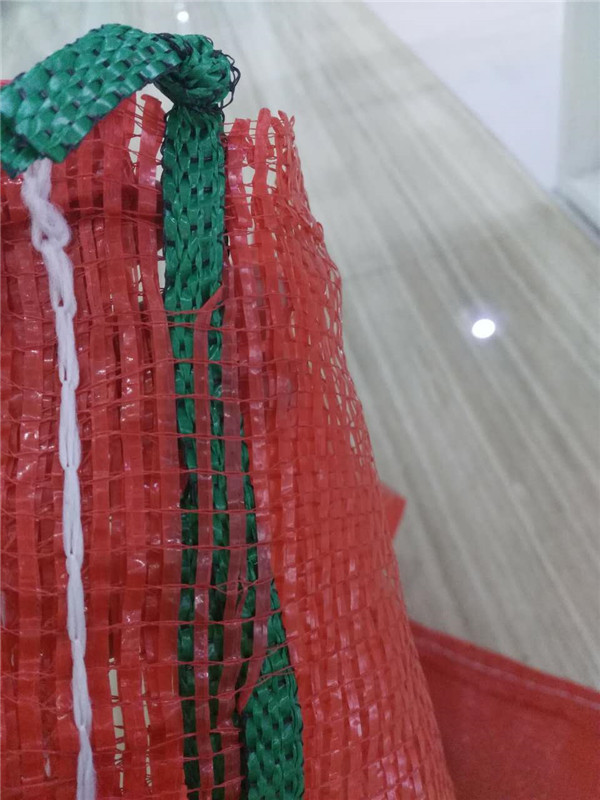 حقيبة شبكية بلاستيكية حمراء من البلاستيك HDPE البكر للبطاطس